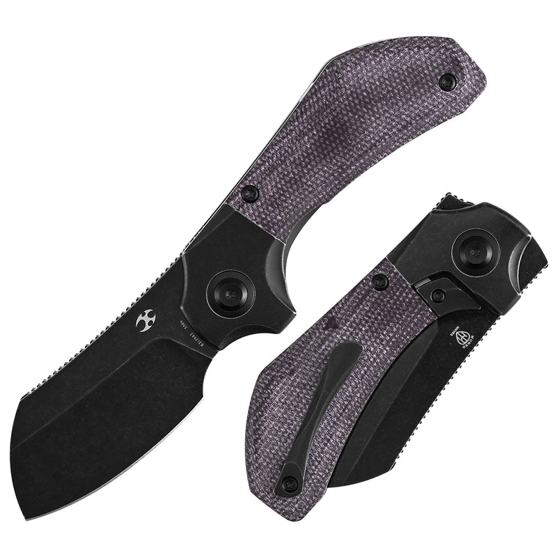 KANSEPT Pluto | Balckwash Titanium & Purple Micarta | 2.5" Blackwash S90V | Munko Knives Design | K3129A2