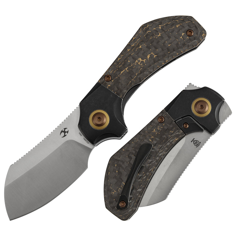 KANSEPT Pluto | Blackwash Titanium & Snake Skin Gold Fatcarbon | 2.5" Satin S90V | Munko Knives Design | K3129A1