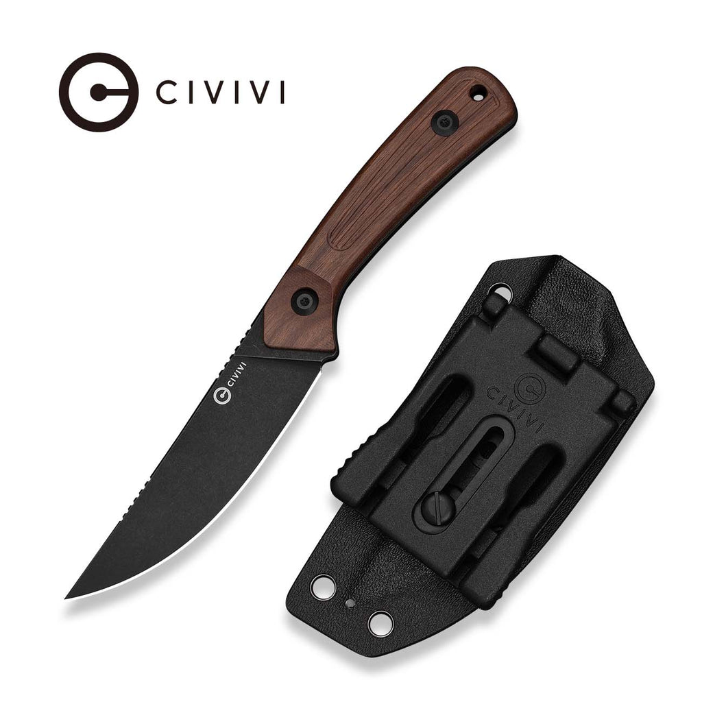CIVIVI Carveth Hunting Fixed Blade Knife Guibourtia Wood Handle (3.59"