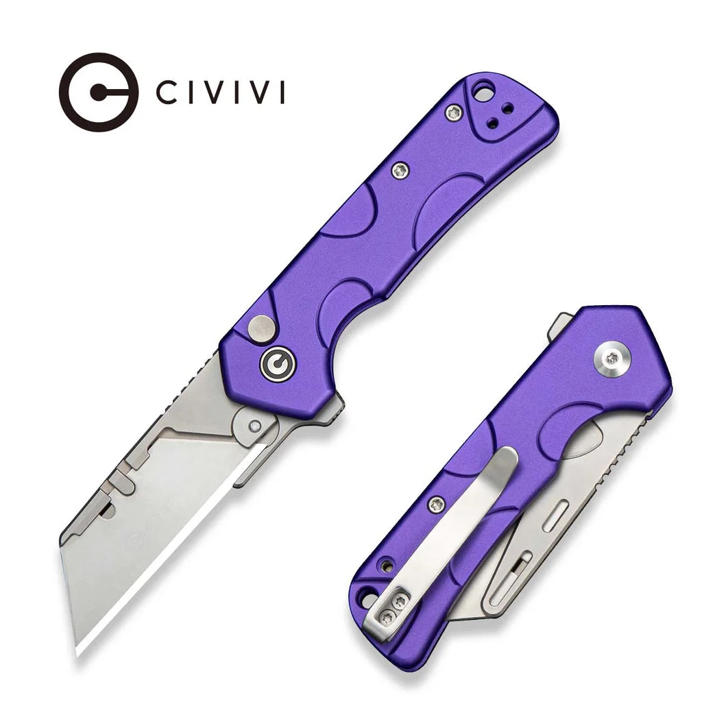 CIVIVI Pulsara Utility Knife Gray Aluminum Handle Flipper